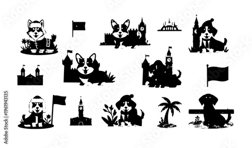 Cute Cartoon Dogs Collection Featuring Puppies in Miniature Worlds Human Jobs Emotions Global Travel Scenes and Nature Adventures for Kids Illustrations and Fun Designs