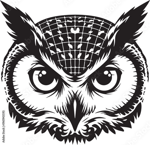 Owl wearing disco ball headband illustration