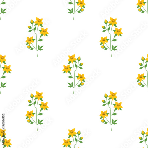 hypericum flower seamless pattern