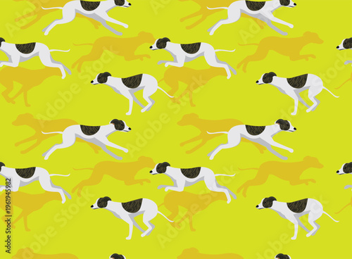 Whippet Dog Running Seamless Background Wallpaper Pattern