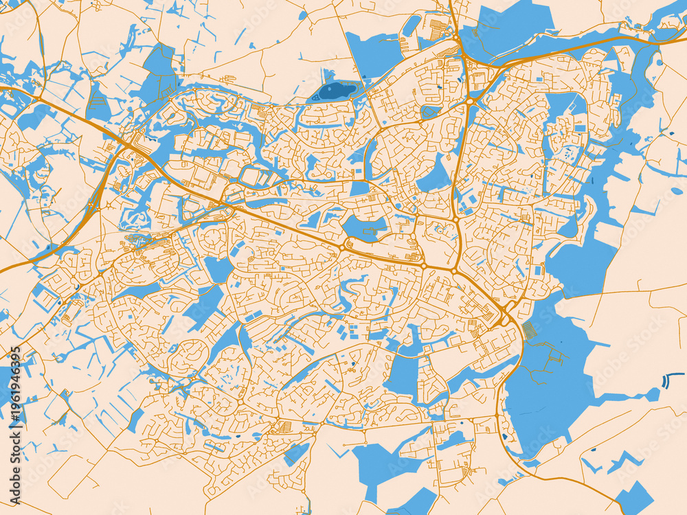 Naklejka premium Street network map of East Kilbride, United Kingdom
