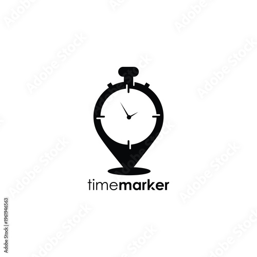 TimeMarker Iconic Clock and Location Pin Logo Design