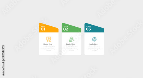 Three steps marked one two and three icons.