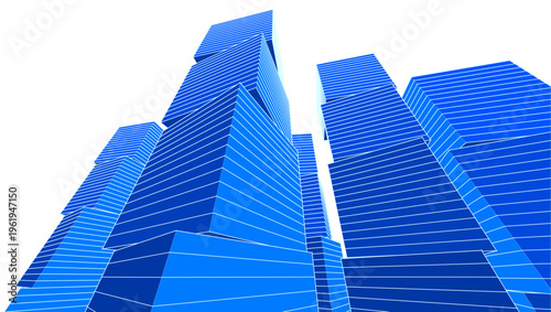 abstract modular architecture 3d rendering