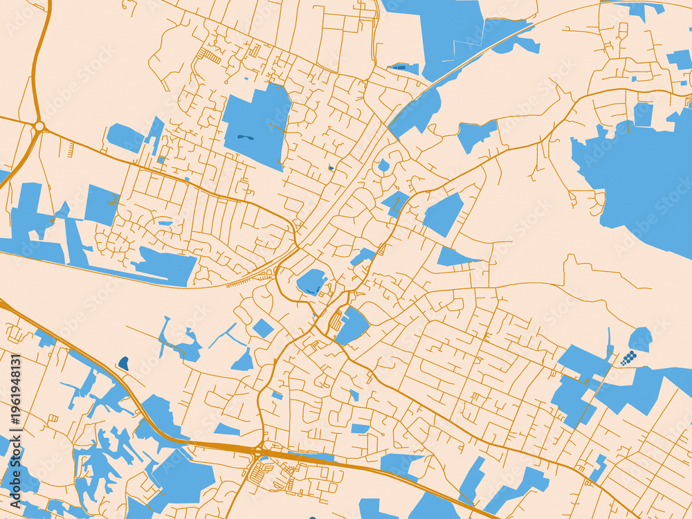 Obraz premium Simplified city layout of Rayleigh, United Kingdom