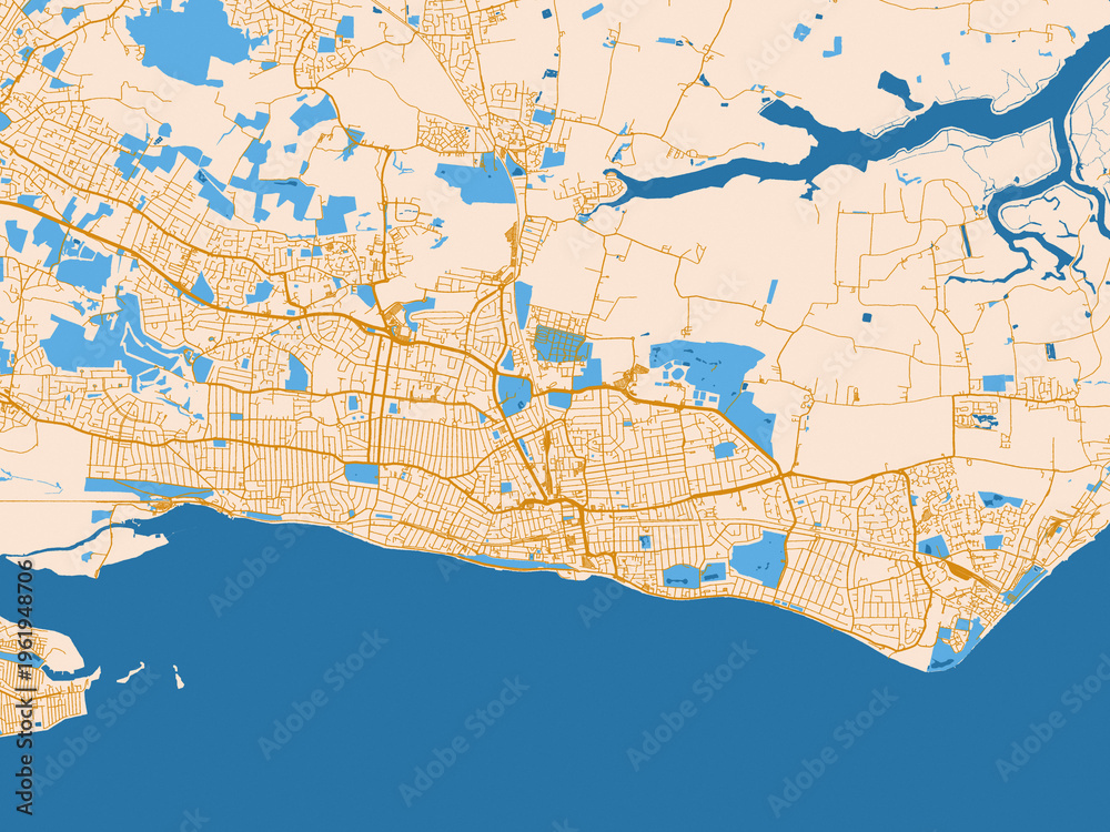 Fototapeta premium Street grid map of Southend-on-Sea, United Kingdom