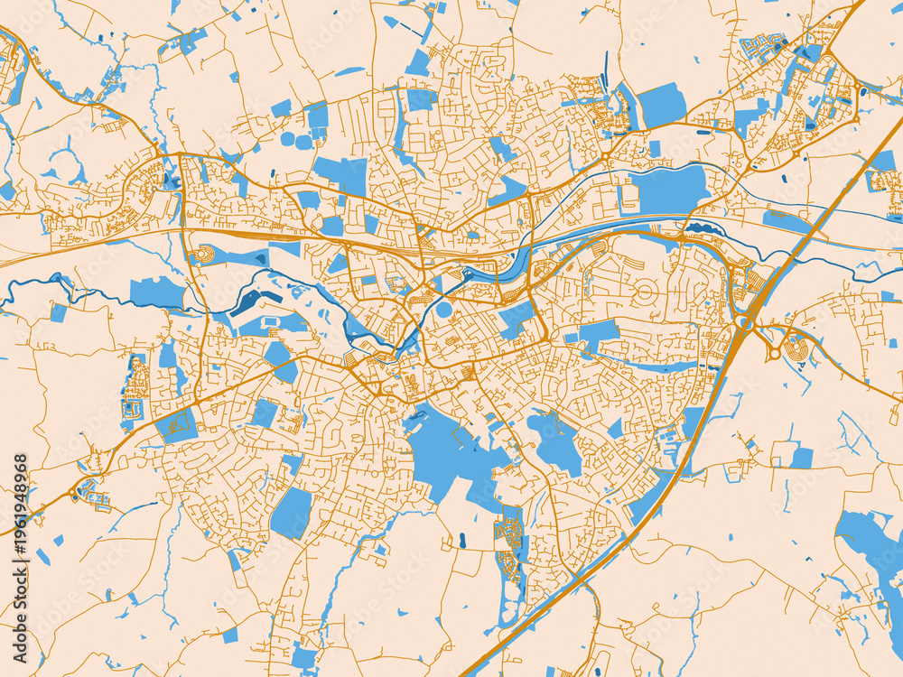 Naklejka premium Street network map of Taunton, United Kingdom