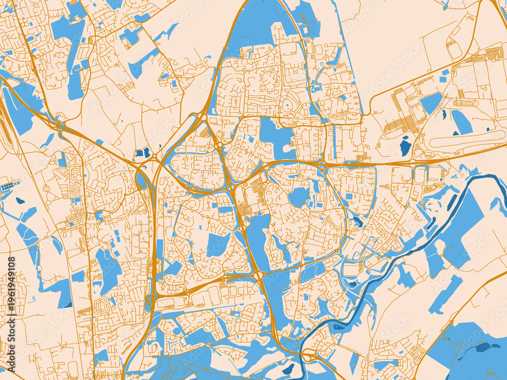 Fototapeta premium City street layout of Washington UK, United Kingdom