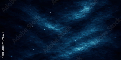 A deep blue abstract space background featuring a bright nebula and shining stars within a dark cosmic galaxy illustration for a fantasy science wallpaper