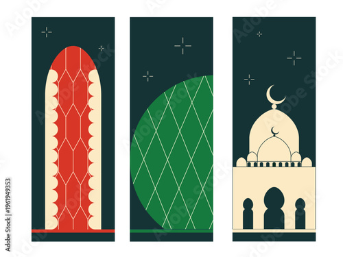 Abu Dhabi Travel Banners with Famous Landmarks