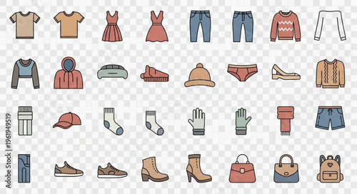 Diverse Clothing Collection - T-shirts, Dresses, Jeans, and Accessories.