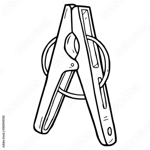 clothespin illustration hand drawn outline vector