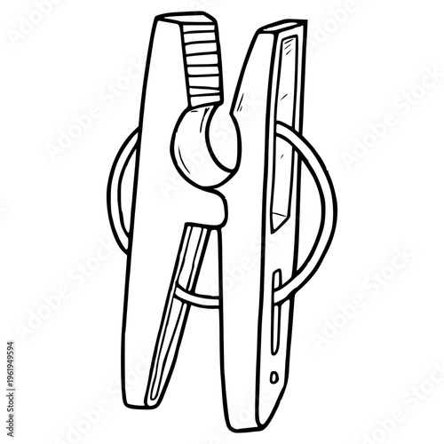 clothespin illustration hand drawn outline vector