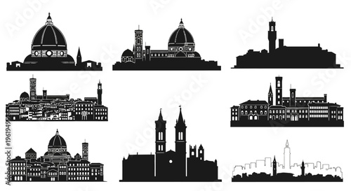 Florence Skyline Silhouettes: Iconic Italian Architecture Collection