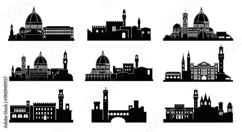 Florence Skyline Silhouettes: Iconic Italian Architecture Collection