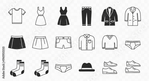 Clothing Icons - A Collection of Garment Illustrations for Fashion and Apparel Design.