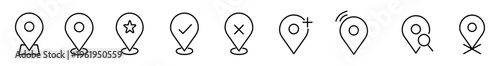 Location icon map pin gps symbol navigation marker place pointer direction sign map marker route indicator position symbol destination icon minimal line location icon set for navigation app