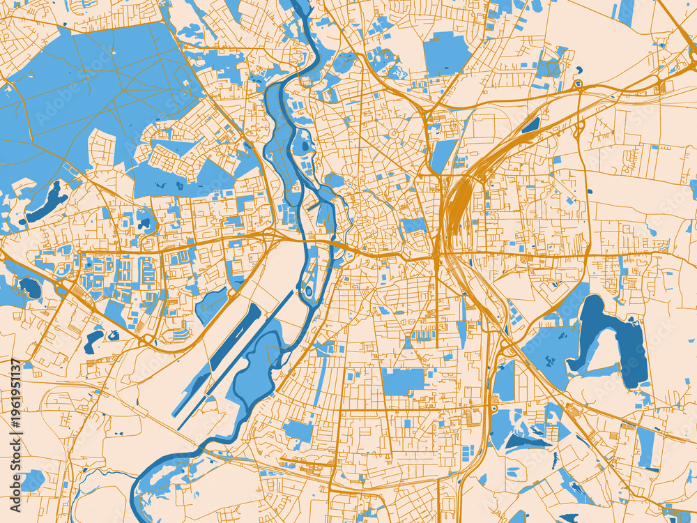 Fototapeta premium Urban planning style map of Halle, Germany