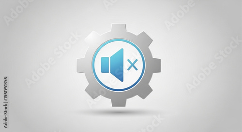 Muted Audio Settings Icon within a Gear, Indicating Sound Control.
