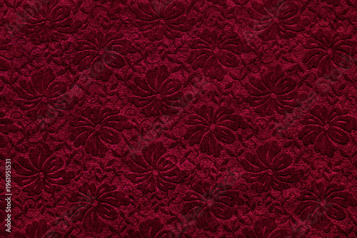 Quadro su tela Dark red velvet background with floral pattern