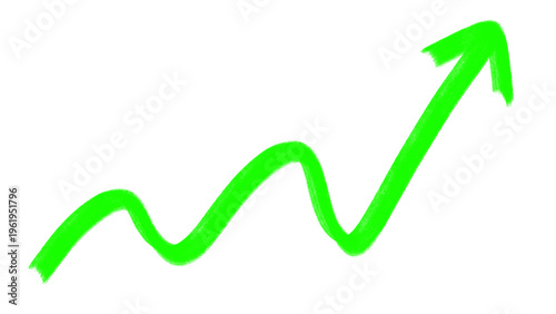 Green wavy hand drawn arrow pointing up right