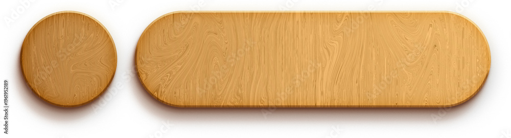 Naklejka premium Separate circular node on wooden menu button for interactive UI