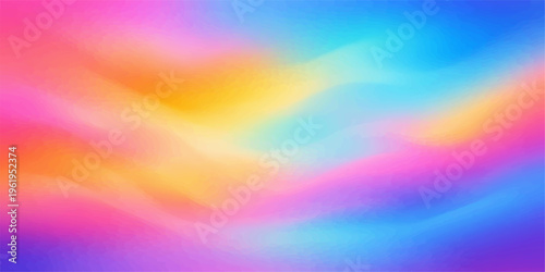 A vibrant abstract rainbow background features a colorful gradient wave design with bright light patterns and a soft motion blur texture for an artistic wallpaper backdrop
