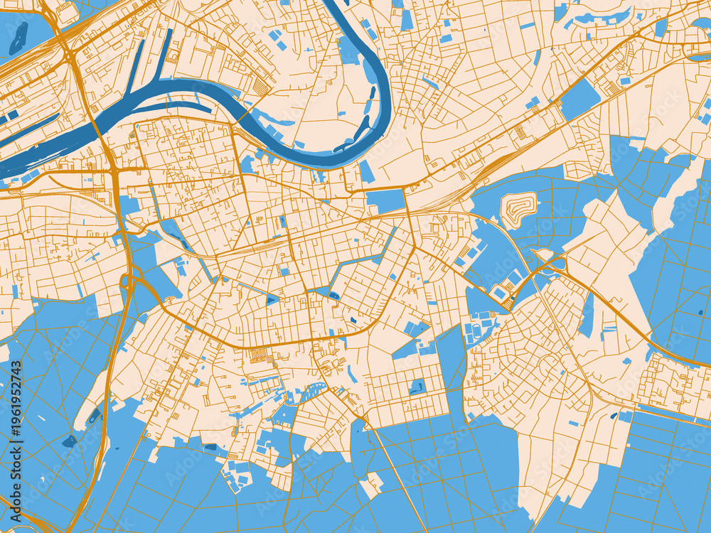 Fototapeta premium Offenbach am Main street grid map, Germany