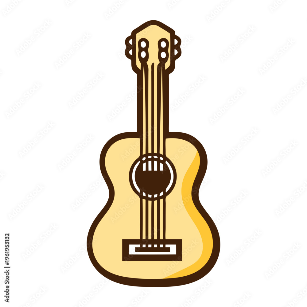 Fototapeta premium A minimalist vector illustration of an acoustic guitar with a light wood body and brown details