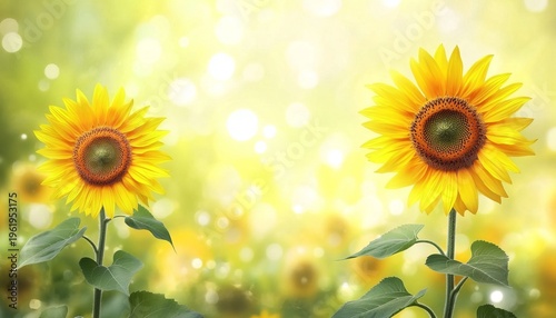 Vibrant golden sunflowers basking under a bright sun, symbolizing warmth, joy, and summer bliss.
