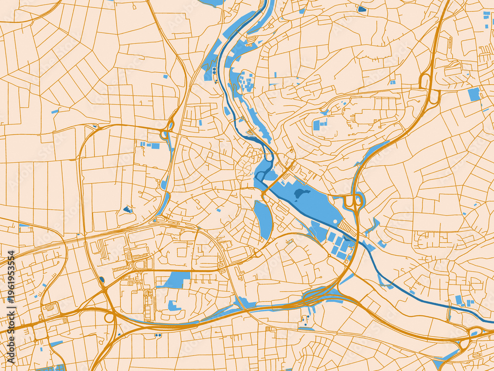 Fototapeta premium Road network map of Waiblingen, Germany