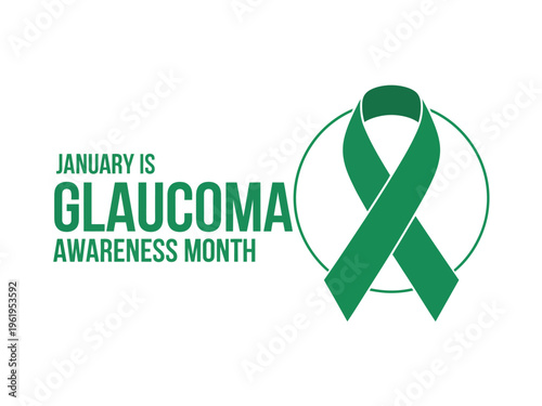 Glaucoma awareness month logo with green ribbon and text on white background