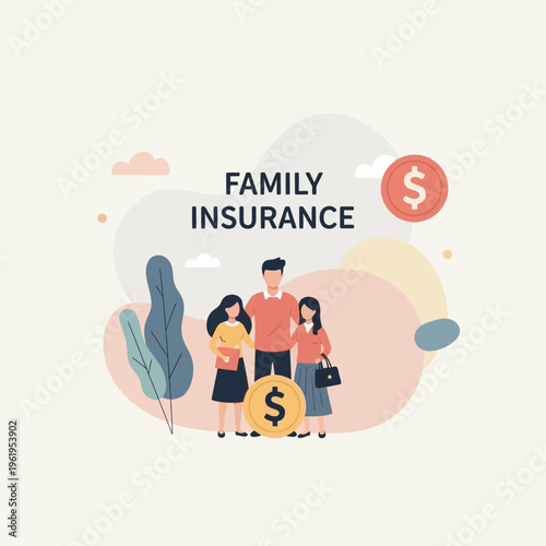 Family Insurance Concept with Dollar Sign.