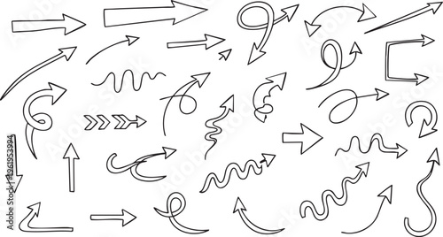 Mega Collection of Hand-Drawn Sketchy Arrow Doodle Vector Icons