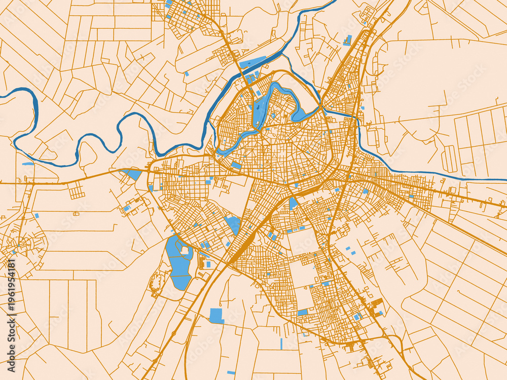 Fototapeta premium City layout map of Larisa, Greece