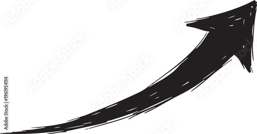 Hand-Drawn Black Lightning Bolt Arrow Doodle Vector Graphic