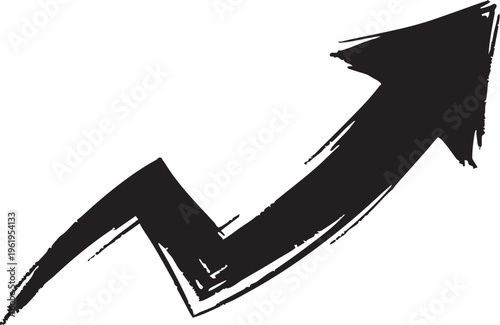 Hand-Drawn Black Lightning Bolt Arrow Doodle Vector Graphic