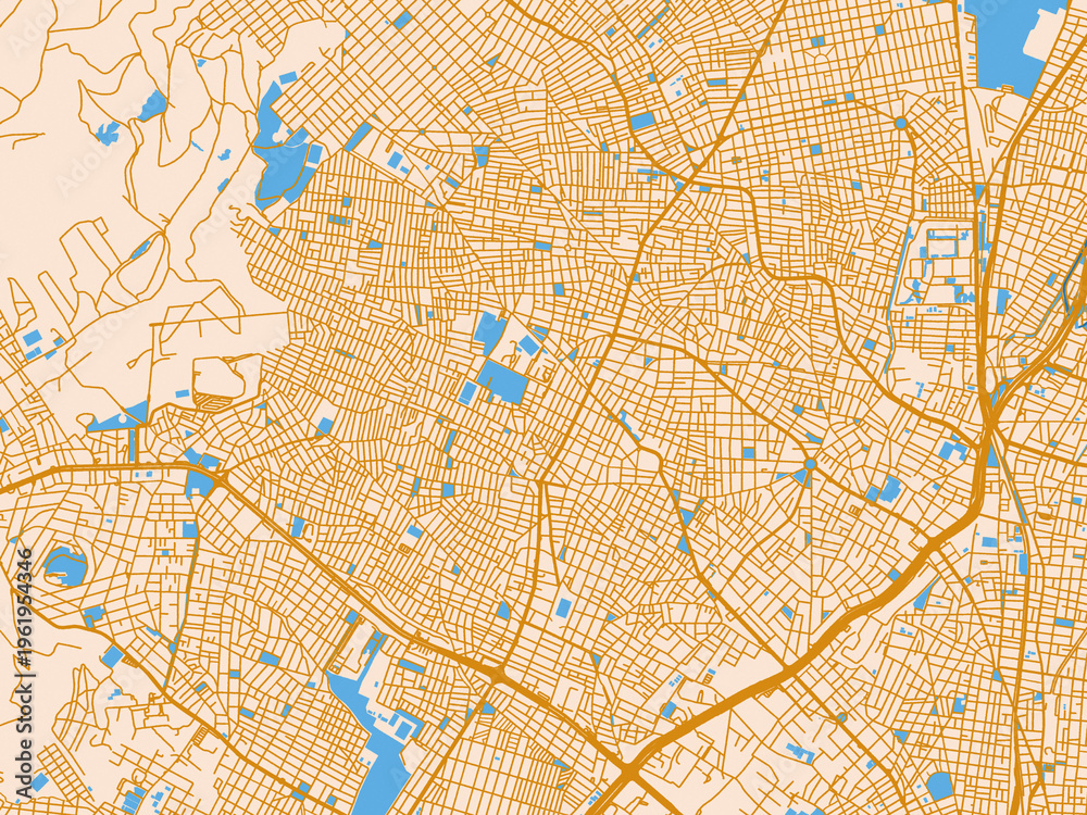 Obraz premium City layout poster — Peristeri, Greece – cream map with golden roads