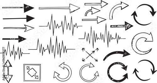 Hand-Drawn Sketchy Arrow Doodle and Swirl Vector Collection
