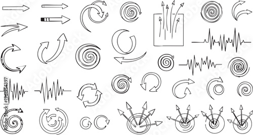 Hand-Drawn Sketchy Arrow Doodle and Swirl Vector Collection