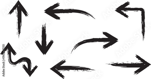 Hand-Drawn Grunge Brush Arrow Doodle Vector Set