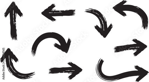 Hand-Drawn Grunge Brush Arrow Doodle Vector Set