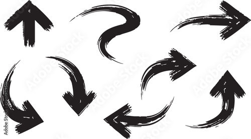 Hand-Drawn Grunge Brush Arrow Doodle Vector Set