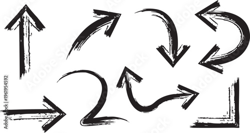 Hand-Drawn Grunge Brush Arrow Doodle Vector Set