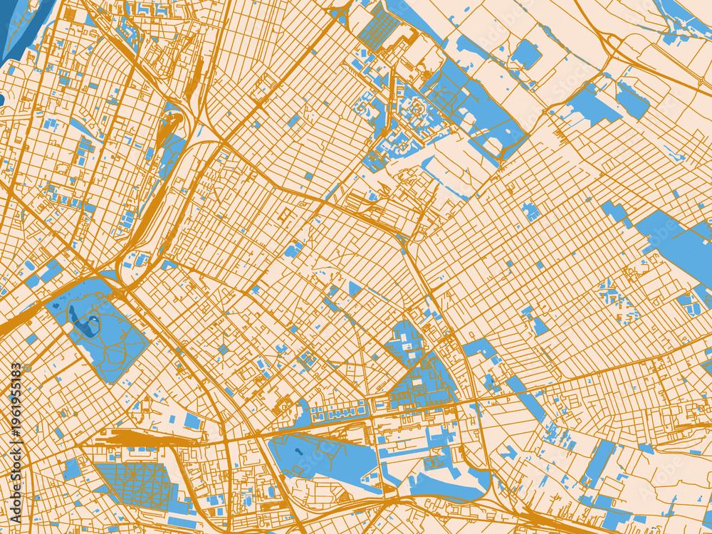 Fototapeta premium City layout poster — Zuglo, Hungary – cream map with golden roads