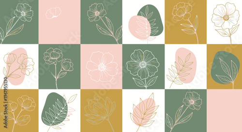 A colorful floral pattern with leaves and flowers