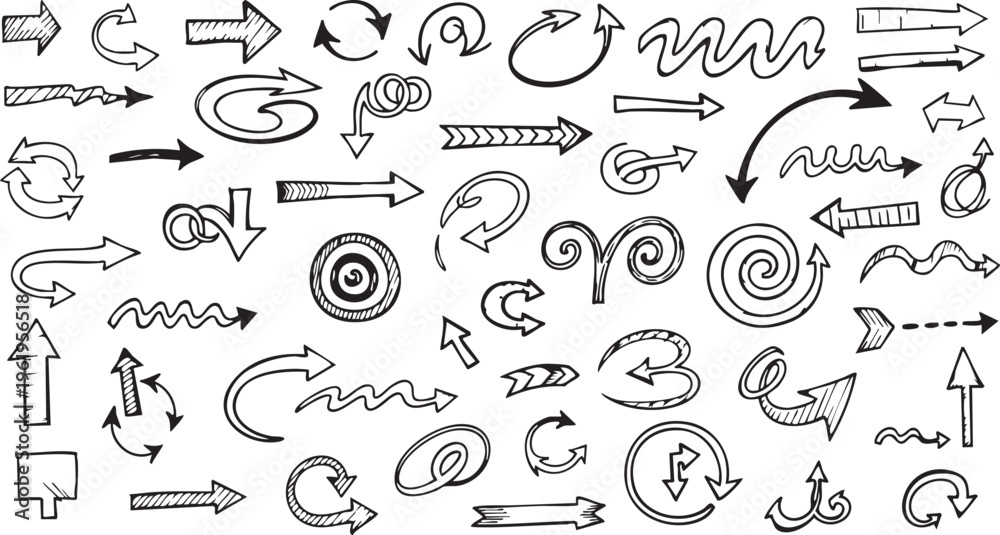 Fototapeta premium Hand-Drawn Vintage Arrow Doodle Collection Vector Set