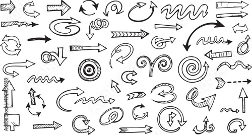 Hand-Drawn Vintage Arrow Doodle Collection Vector Set