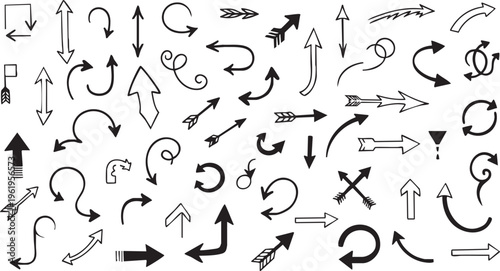 Hand-Drawn Vintage Arrow Doodle Collection Vector Set