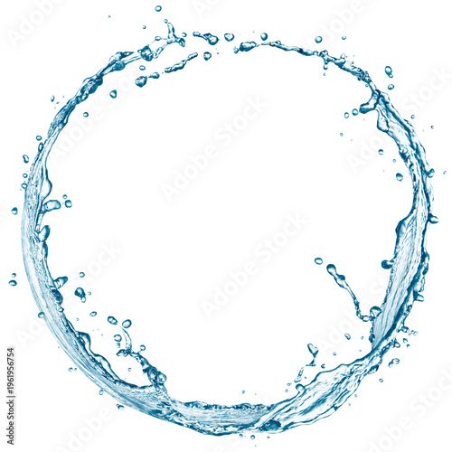 Water splash in circle isolated